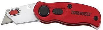 Teng Utility Knife Mini Folding(3B) P-UKF Knife Folds Away In To A Pocket Knife
Locking Mechanism Prevents Accidental Opening Of The Knife
Retractable Blade With Simple Slide Action For Changing Blades
